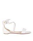 Chic White Patent Leather Flat Sandals