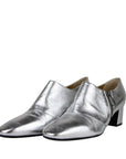 Bottega Veneta Women's Metallic Silver Leather Ankle Booties