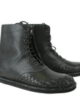Bottega Veneta Men's Dark Gray Leather Side Zipper Boots