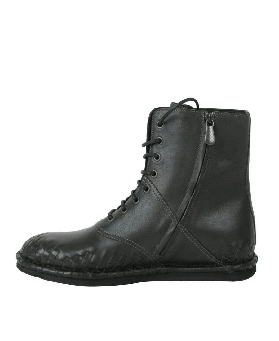 Bottega Veneta Men&#39;s Dark Gray Leather Side Zipper Boots
