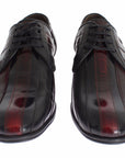 Elegant Black Bordeaux Striped Leather Dress Shoes
