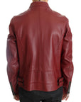 Radiant Red Leather Biker Motorcycle Jacket