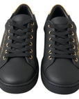 Black Gold Leather Classic Sneakers