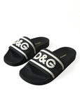 Chic Logo-Embossed Black Slides for Elegant Comfort