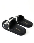 Chic Logo-Embossed Black Slides for Elegant Comfort