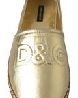 Golden Elegance Leather Espadrilles