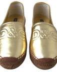 Golden Elegance Leather Espadrilles