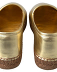 Golden Elegance Leather Espadrilles