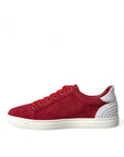 Elegant Red & White Leather Sneakers
