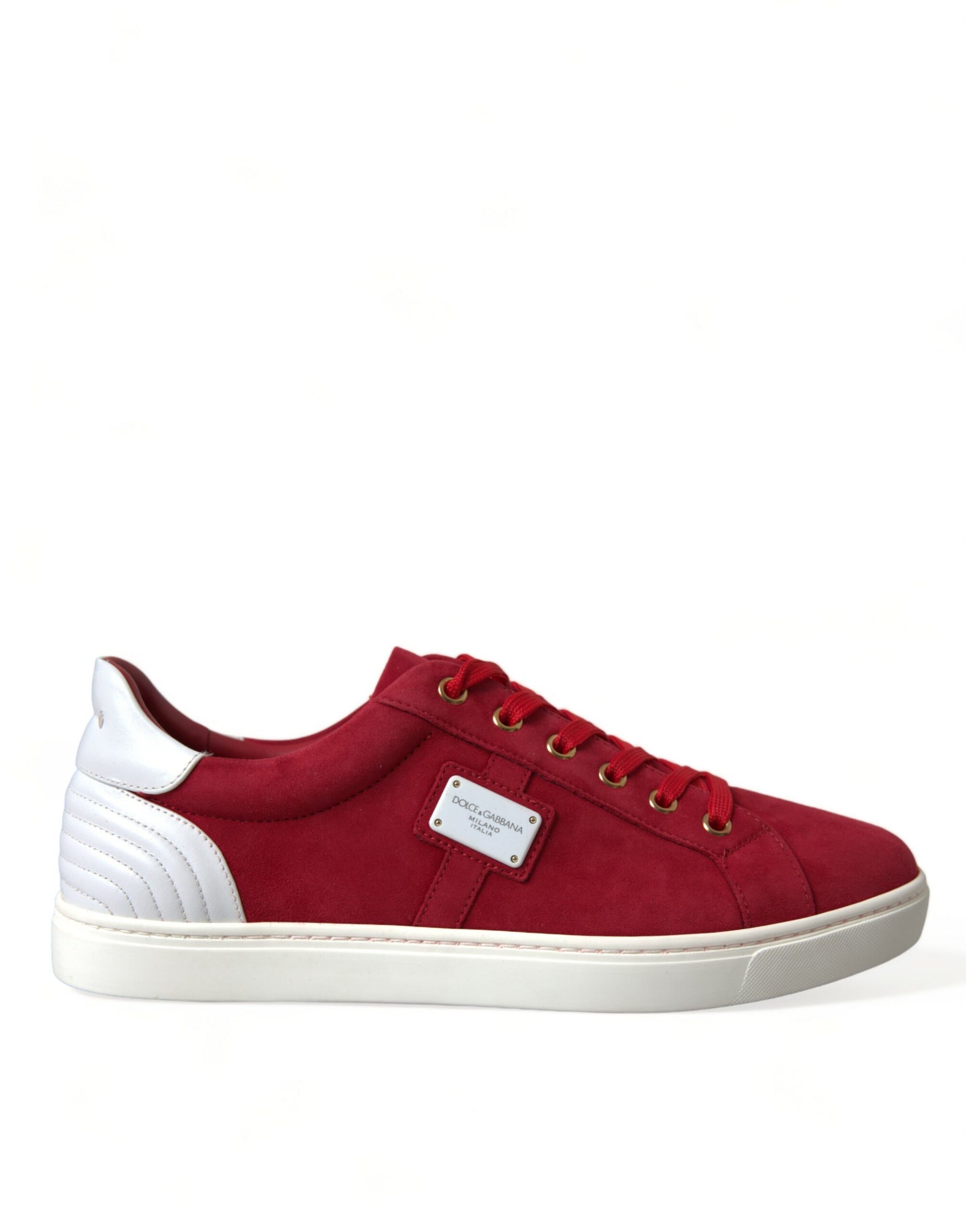 Elegant Red &amp; White Leather Sneakers