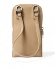 Chic Beige Leather Crossbody Phone Bag