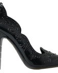 Elegant Black Crystal Cinderella Pumps