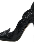 Elegant Black Crystal Cinderella Pumps