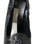 Elegant Black Crystal Cinderella Pumps