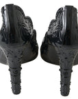 Elegant Black Crystal Cinderella Pumps