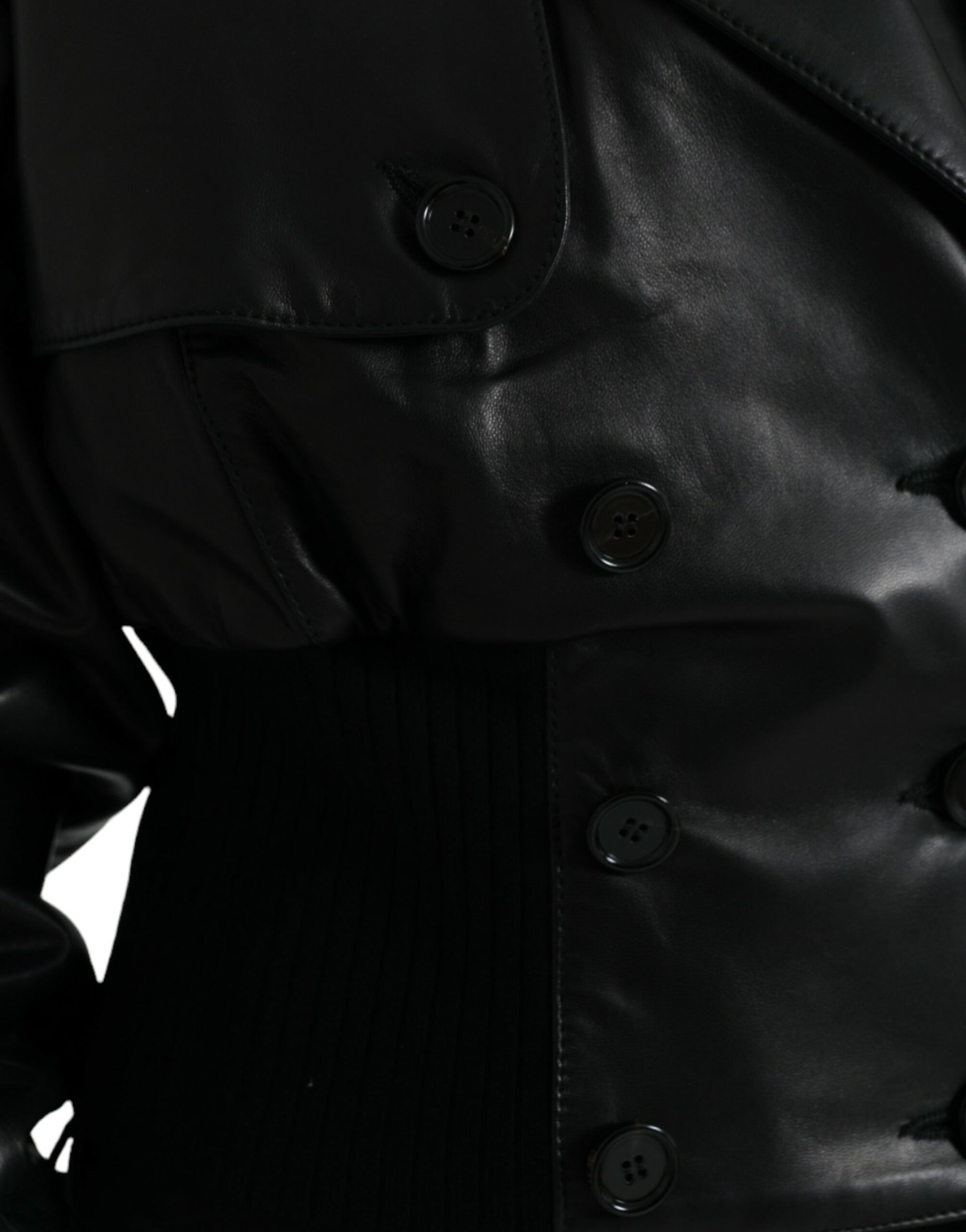 Elegant Black Leather Blouson Jacket