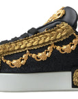 Elegant Portofino Sneakers in Black & Gold