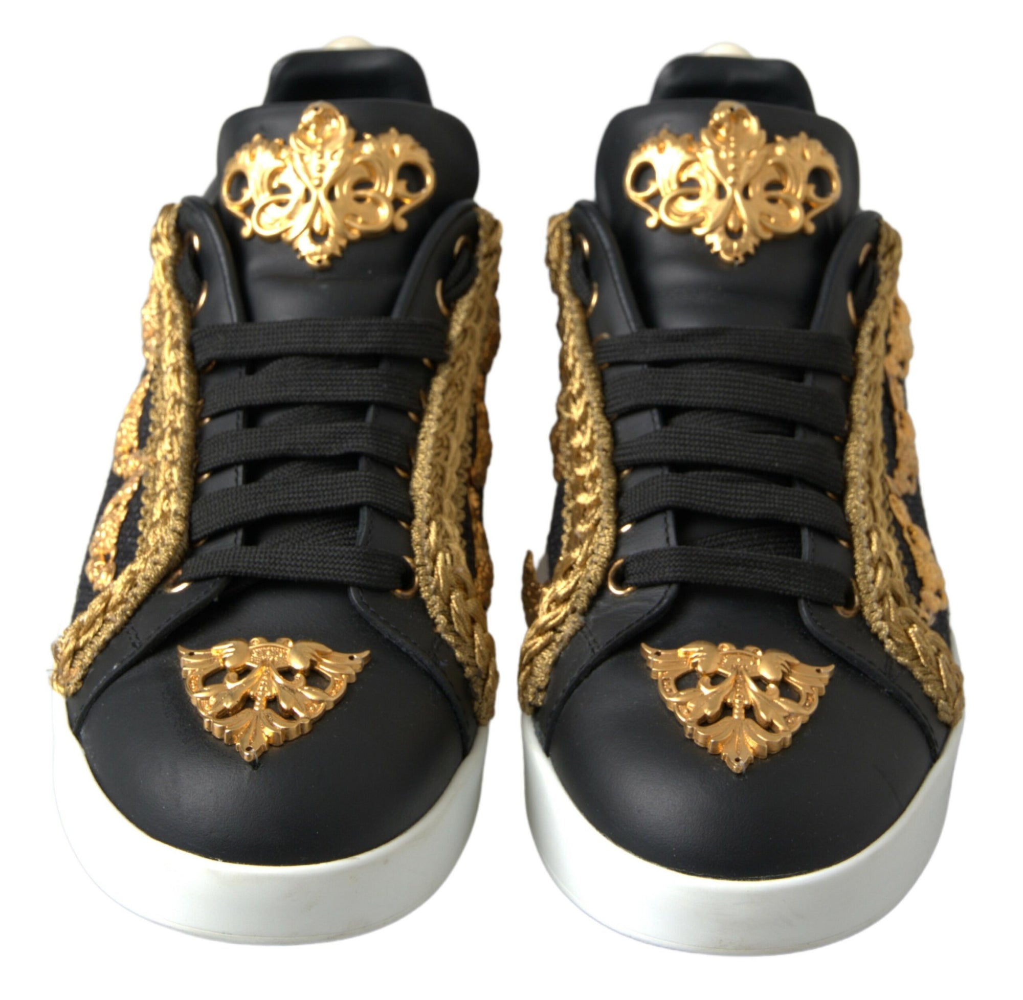 Elegant Portofino Sneakers in Black &amp; Gold