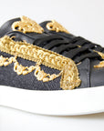 Elegant Portofino Sneakers in Black & Gold