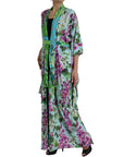 Elegant Floral Silk Bathrobe Jacket