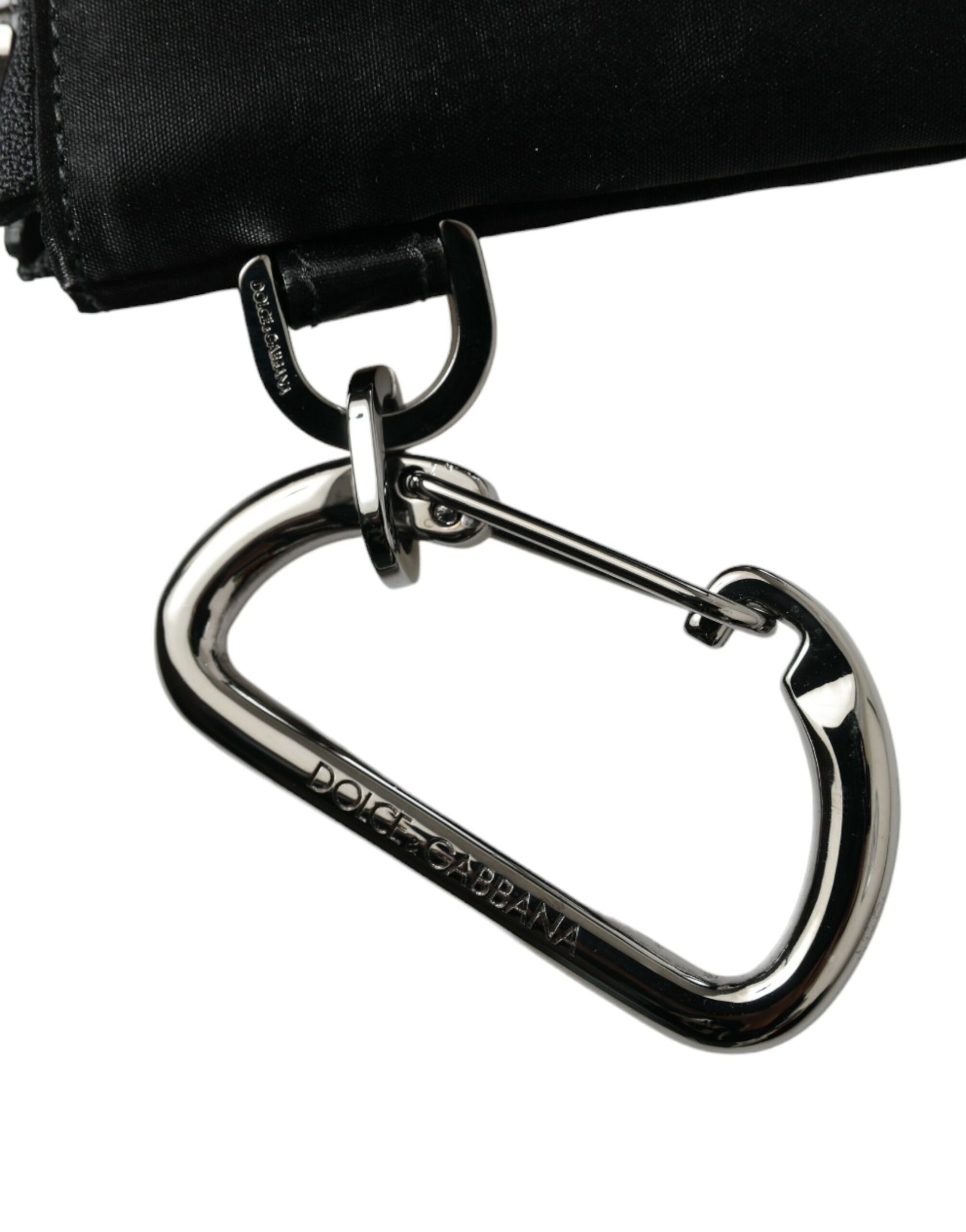 Elite Black Nylon &amp; Leather Pouch with Logo Detail