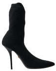 Elegant Black Viscose Mid-Calf Boots