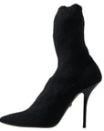 Elegant Black Viscose Mid-Calf Boots