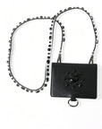 Elegant Black Leather Crystal Card Holder Wallet