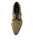 Elegant Gold Black Suede Derby Dress Shoes