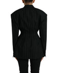 Elegant Striped Virgin Wool Blazer