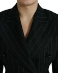 Elegant Striped Virgin Wool Blazer