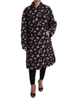 Elegant Floral Print Trench Coat Jacket