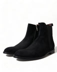 Elegant Black Velvet Mid-Calf Boots