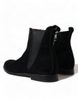 Elegant Black Velvet Mid-Calf Boots