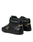 Elegant Black Mid-Top Leather Sneakers