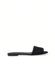 Elegant Black Heart Embroidery Slide Sandals