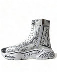 Daymaster Graffiti Print Mid Top Sneakers