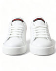 Elegant White Leather Portofino Sneakers