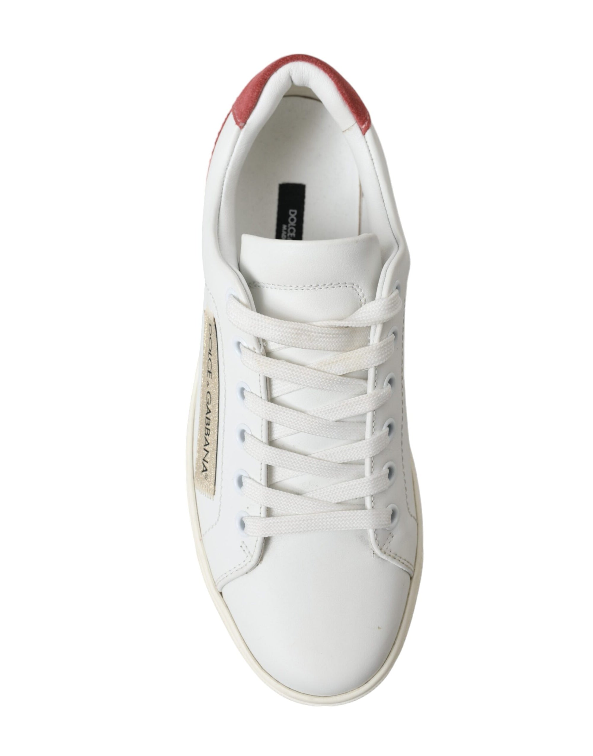 Elegant White and Pink Leather Sneakers