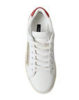 Elegant White and Pink Leather Sneakers