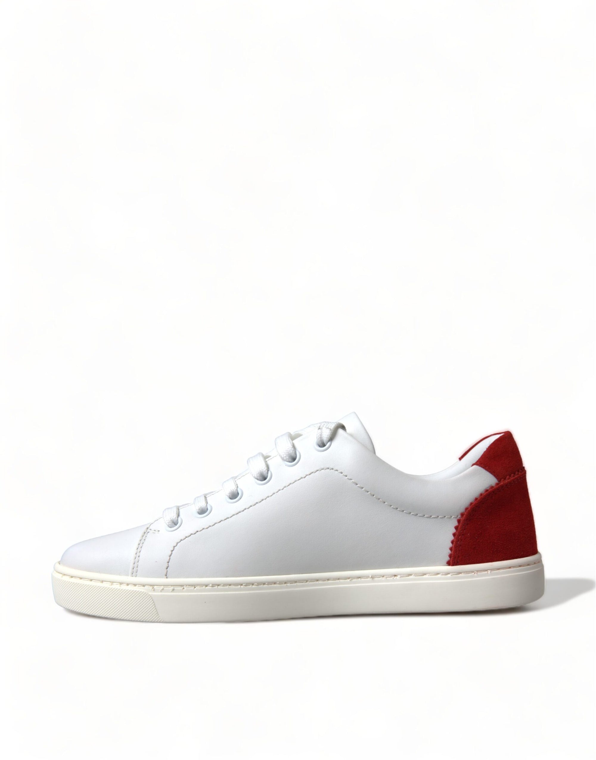 Chic White Leather Sneakers with Red Accents