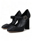 Chic Black Brocade Mary Janes Pumps