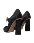 Chic Black Brocade Mary Janes Pumps