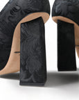 Chic Black Brocade Mary Janes Pumps