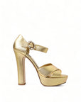 Gold Crystal-Embellished Leather Sandals