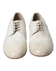 Elegant White Leather Brogue Dress Shoes