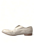 Elegant White Leather Brogue Dress Shoes