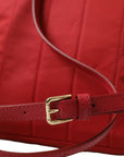 Embellished Red Backpack with Gold Detailing