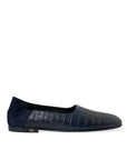 Elegant Blue Crocodile Leather Loafers