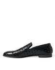 Elegant Black Leather Perforated Loafers